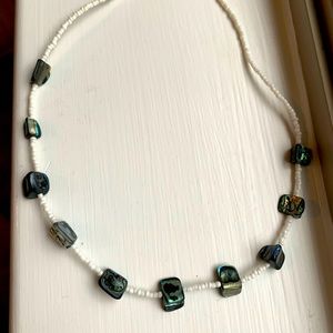 Beach necklace Authentic Metallic blue/green shell